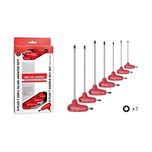 Cerpa Norm 5 Parça X-Plus T Saplı Torx Allen Anahtar seti